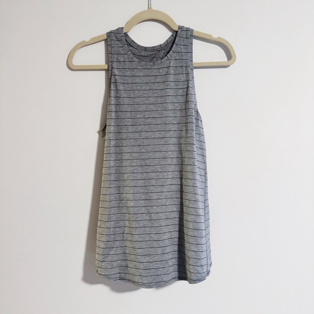 Lululemon - Grey and Black Striped All Tied Up Tank